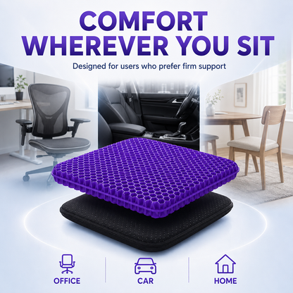 💜💺 Cooling Honeycomb Gel Seat Cushion✨ — Relieve Pressure, Stay Cool & Enjoy All-Day Comfort! ❄️