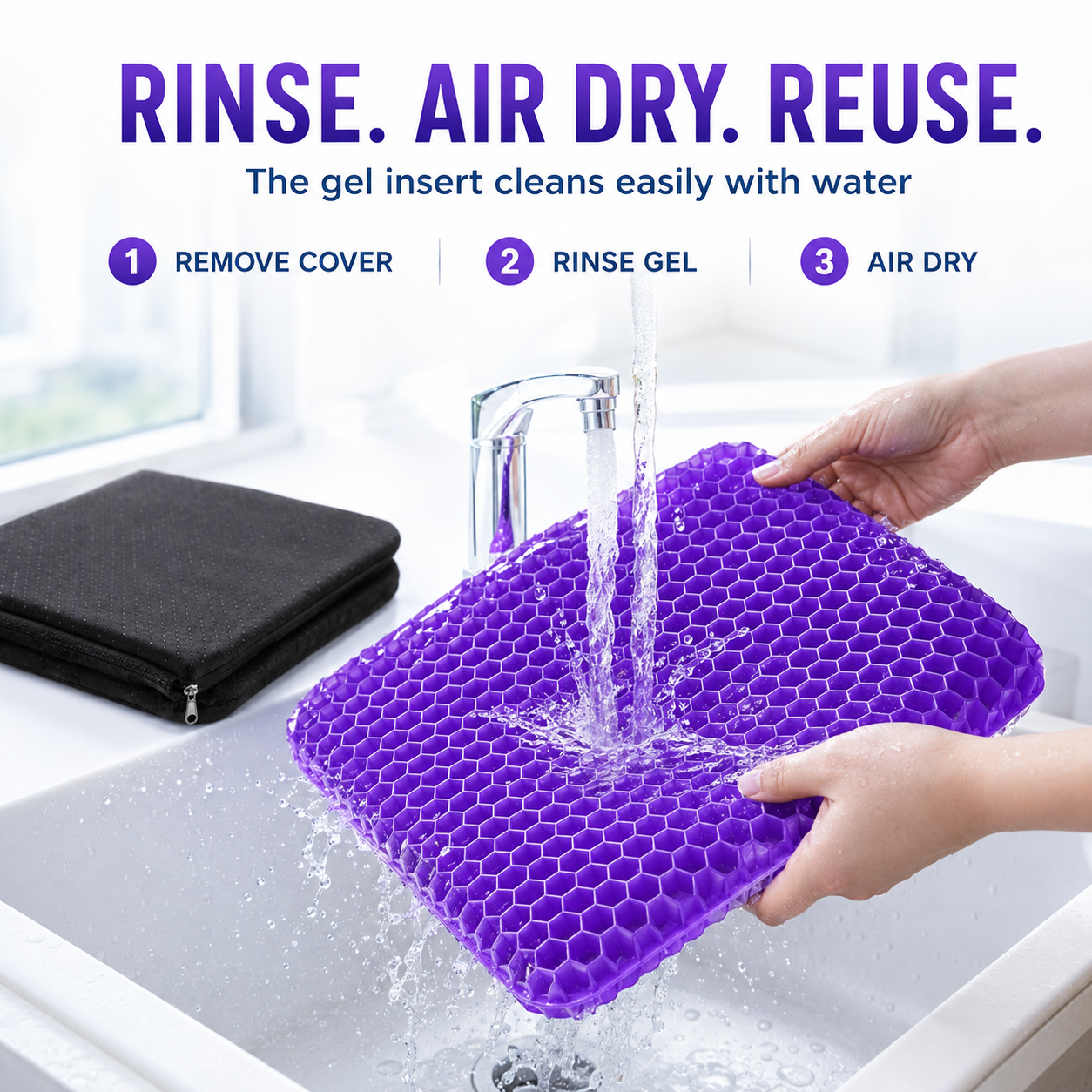 💜💺 Cooling Honeycomb Gel Seat Cushion✨ — Relieve Pressure, Stay Cool & Enjoy All-Day Comfort! ❄️