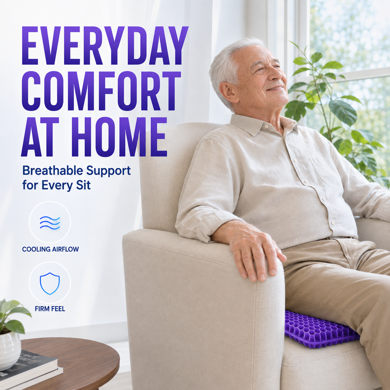💜💺 Cooling Honeycomb Gel Seat Cushion✨ — Relieve Pressure, Stay Cool & Enjoy All-Day Comfort! ❄️