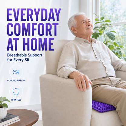 💜💺 Cooling Honeycomb Gel Seat Cushion✨ — Relieve Pressure, Stay Cool & Enjoy All-Day Comfort! ❄️