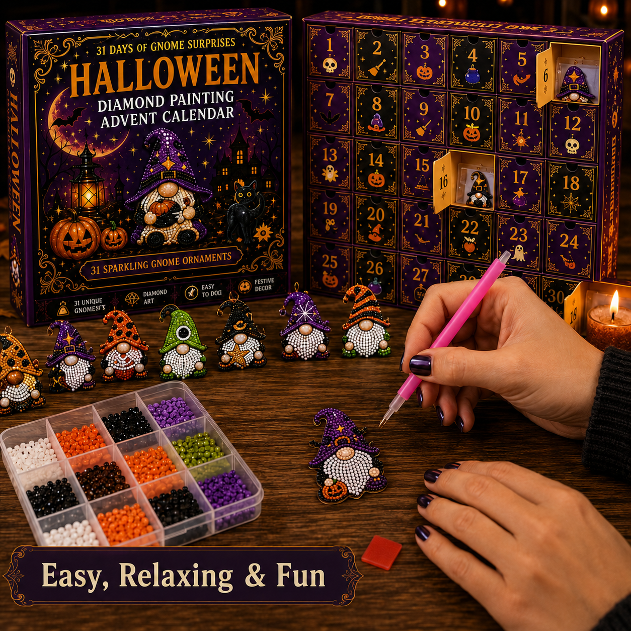 🎃✨ 31 Days of Gnome Surprises Halloween Diamond Painting Advent Calendar!!!