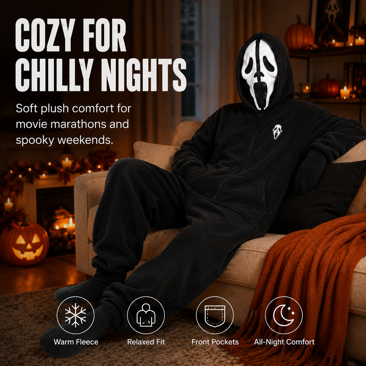 Horror Halloween Hooded Jumpsuit