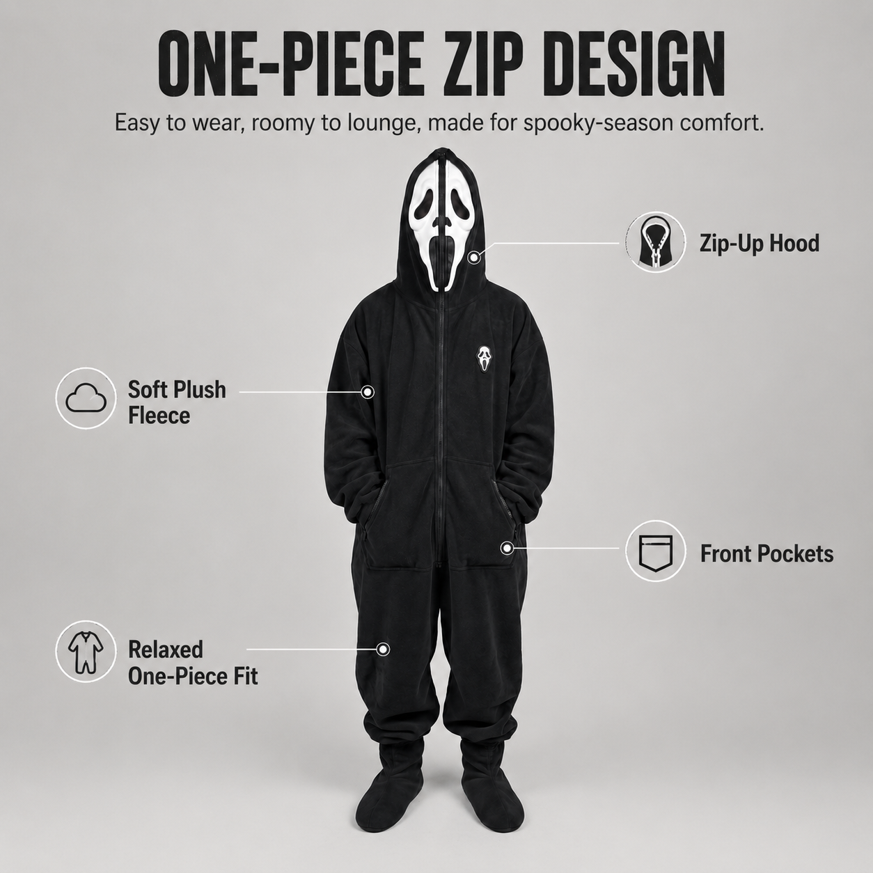 Horror Halloween Hooded Jumpsuit