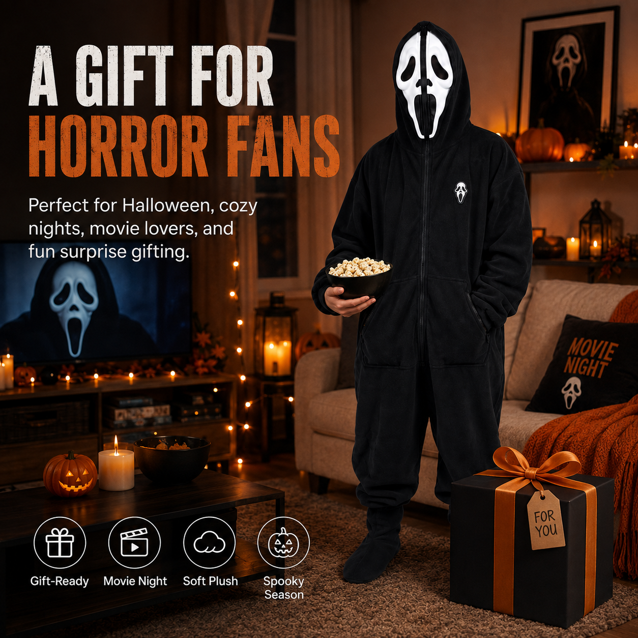 Horror Halloween Hooded Jumpsuit