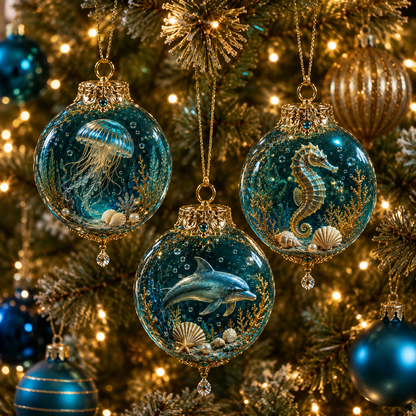 ✨🎄 50% OFF Ocean Wonders Christmas Ornament Collection🌊 – 🎁6-Piece Marine Life Keepsake Set
