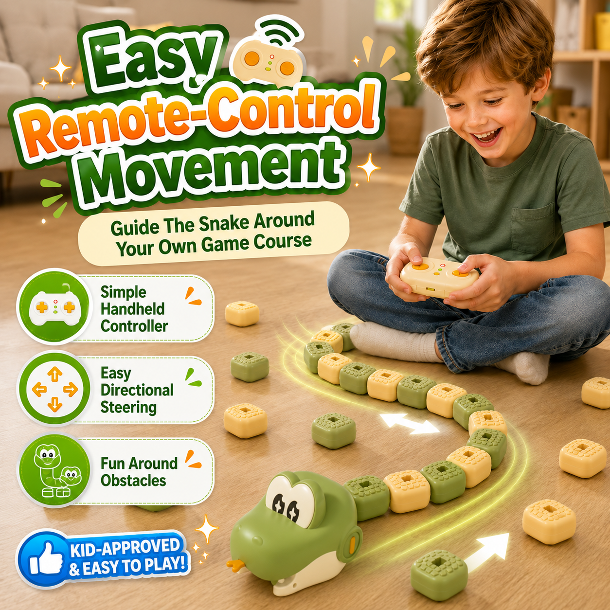 Remote Control Snake Block-Collecting Game