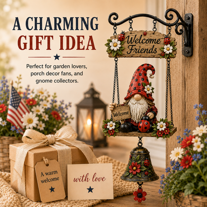 🔥Limited time 50% OFF – Rustic Garden Gnome Bell Outdoor Decor 🐞🌼