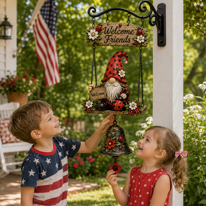 🔥Limited time 50% OFF – Rustic Garden Gnome Bell Outdoor Decor 🐞🌼