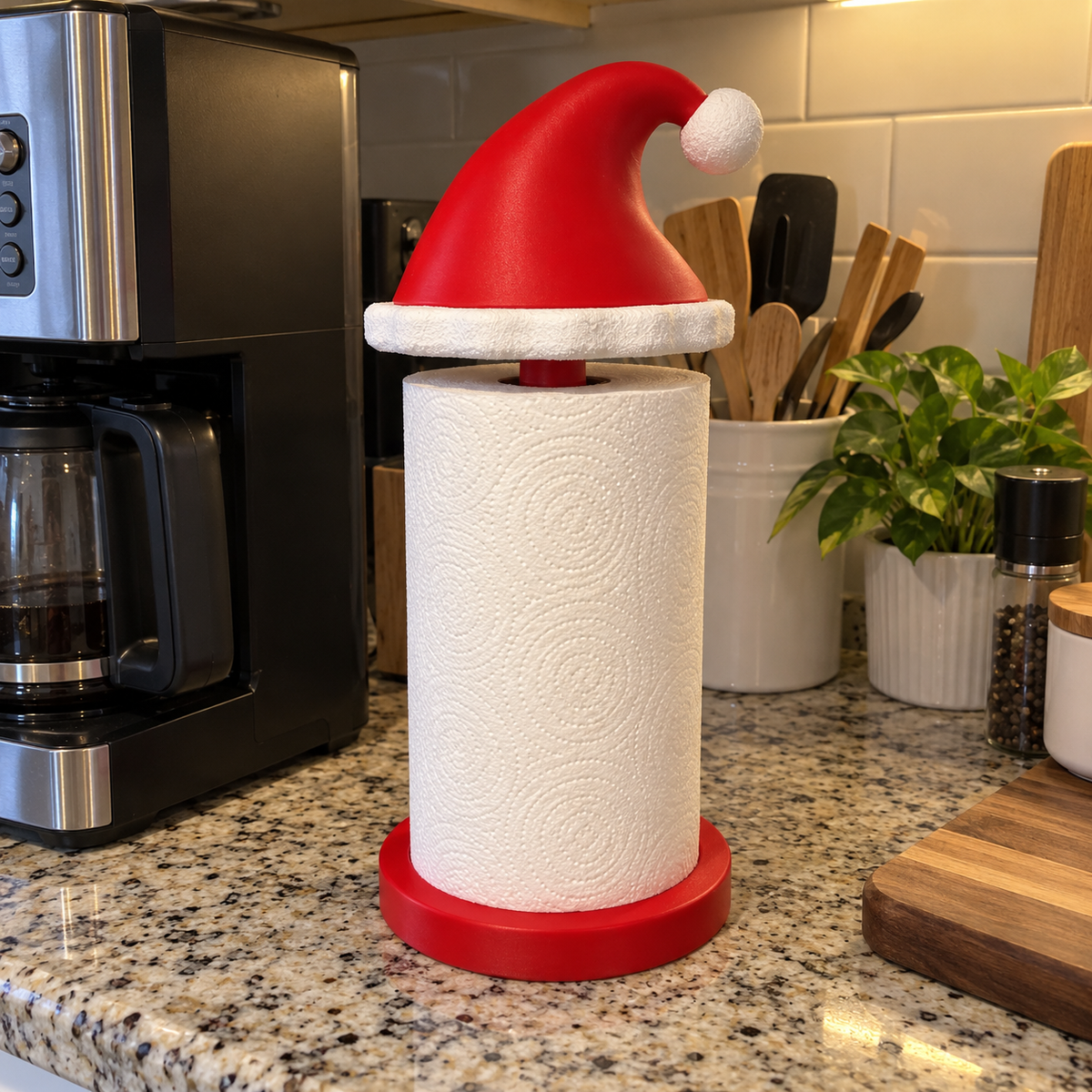 50% OFF🎅🎄 Santa Hat Paper Towel Holder – Festive Christmas Kitchen Decor 🎁