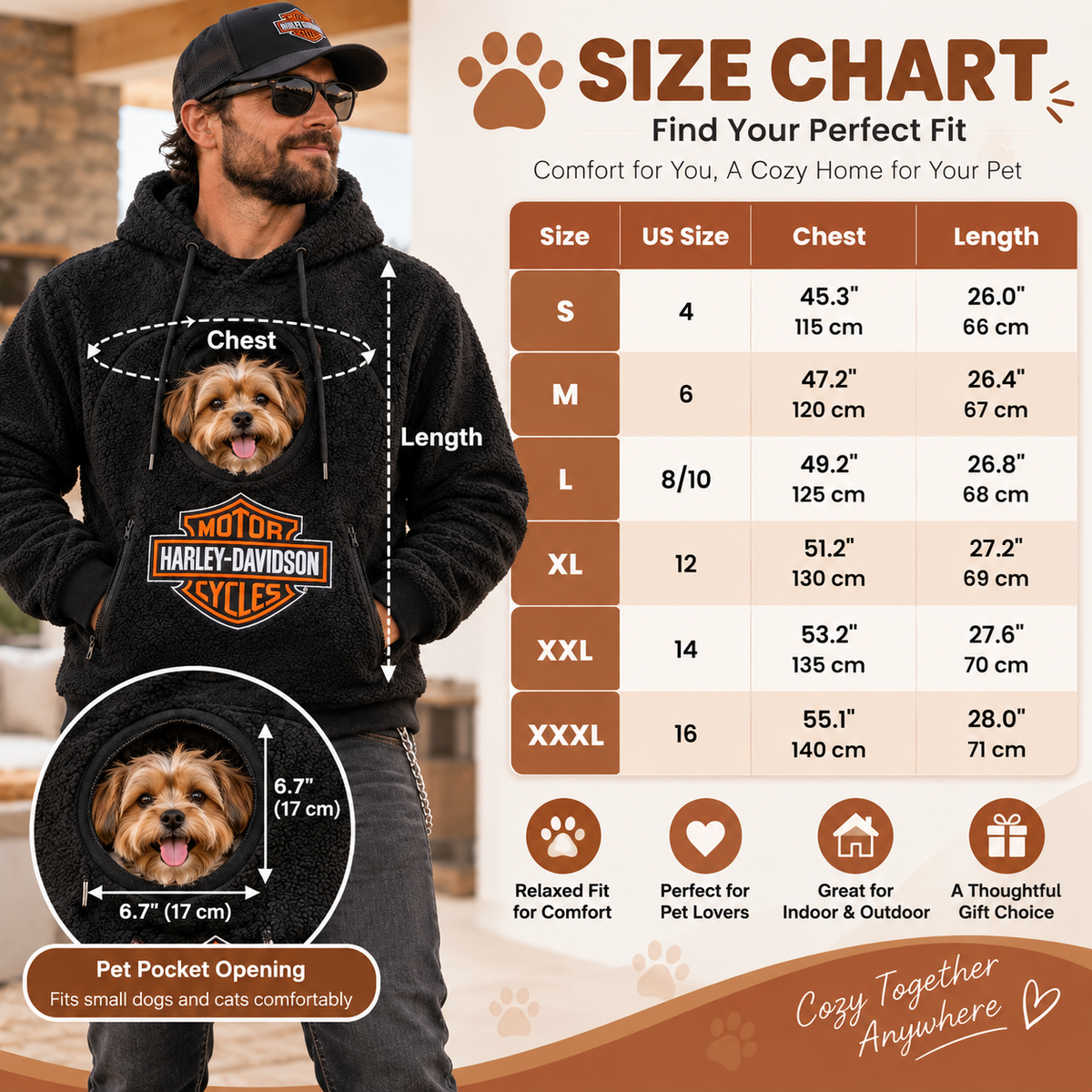 🐾 Rider Pet Carrier Sherpa Hoodie – Cozy Hands-Free Dog Carrying Hoodie