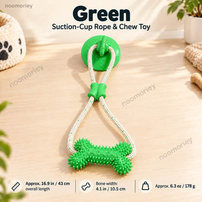 Interactive Suction Cup Dog Tug Toy – Braided Rope Chew Toy with Textured Bite Grip for Indoor Play