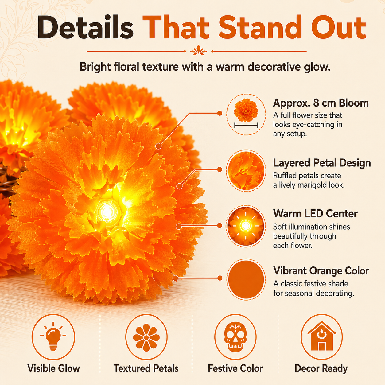 ✨USB Charging Lighted Marigold Garland