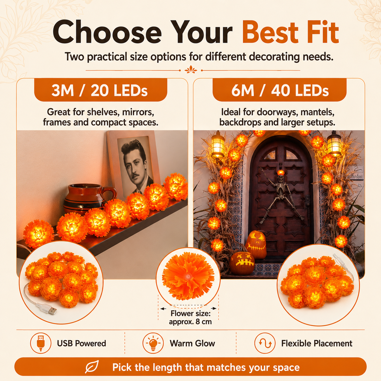 ✨USB Charging Lighted Marigold Garland