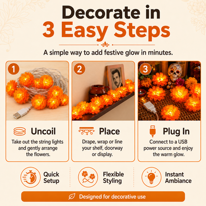 ✨USB Charging Lighted Marigold Garland
