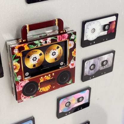 🔥Retro Speaker NFC Cassette Fridge Magnet🃏📻-Play classic music via magnetic scene cards 🎶✨