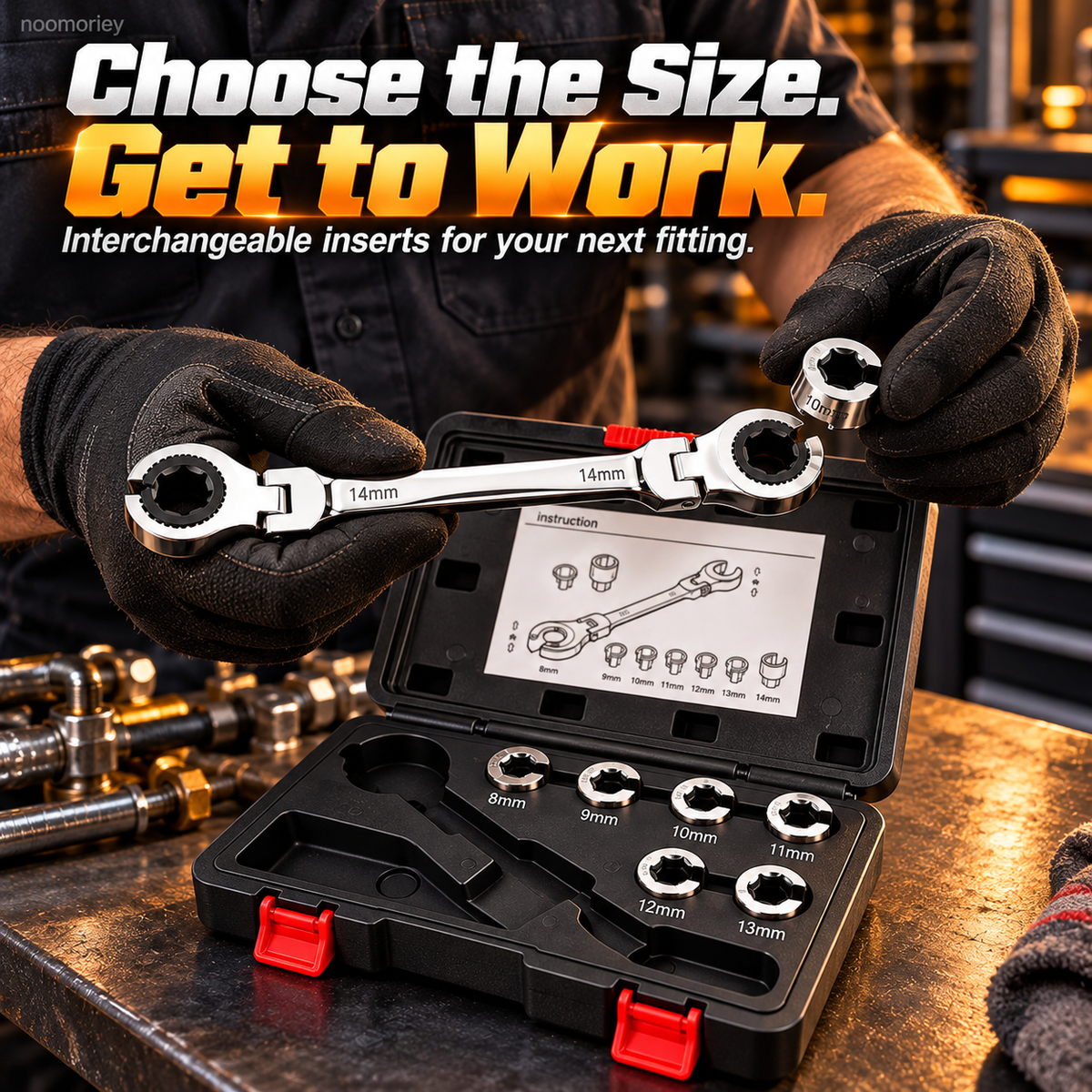🔧 Flex-Head Ratcheting Flare Nut Wrench Kit
