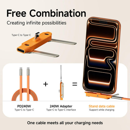 Limited Time: 30% OFF⚡ 240W PD Type-C Charging Cable With Foldable Phone Stand Adapter📱