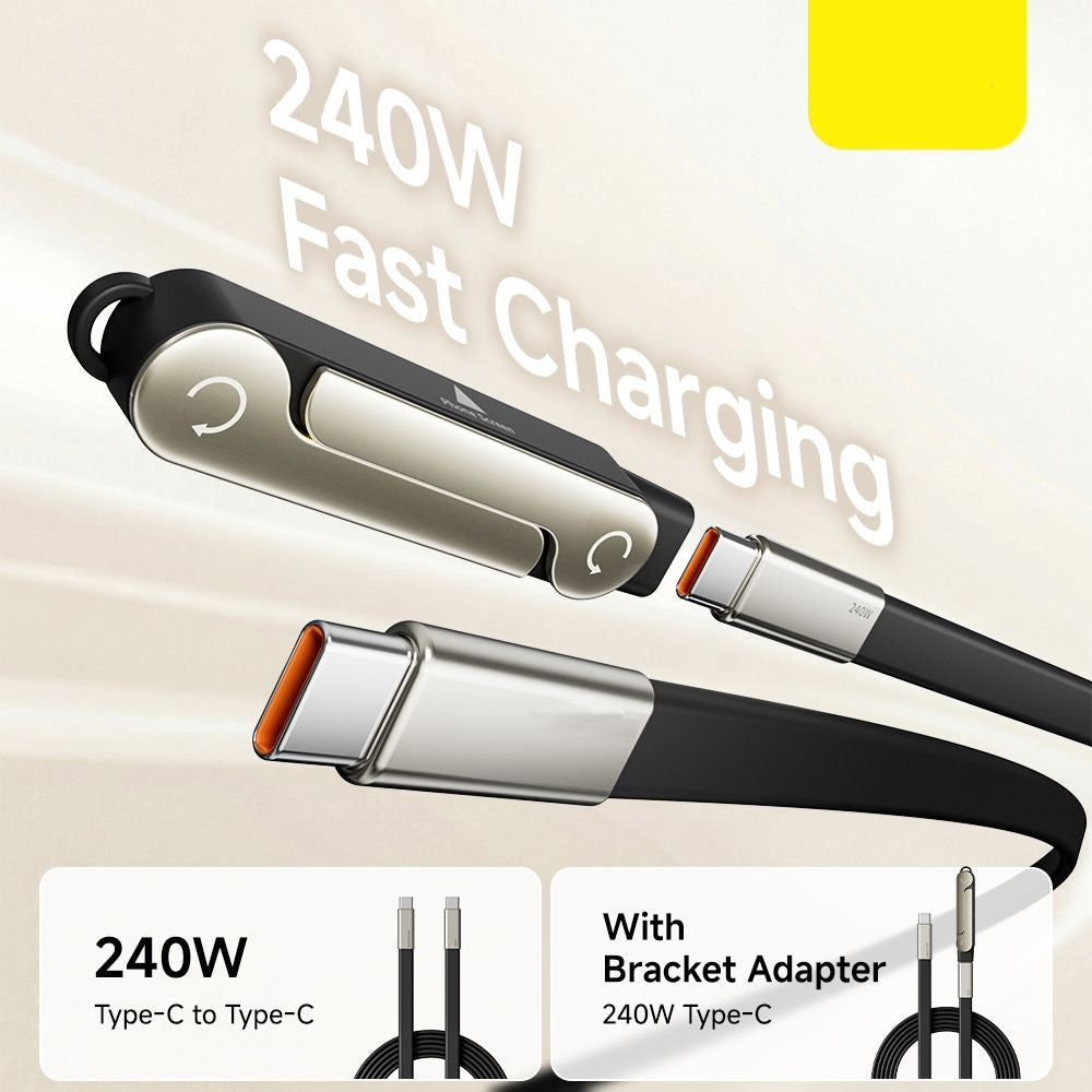 Limited Time: 30% OFF⚡ 240W PD Type-C Charging Cable With Foldable Phone Stand Adapter📱