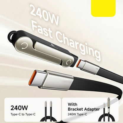 Limited Time: 30% OFF⚡ 240W PD Type-C Charging Cable With Foldable Phone Stand Adapter📱