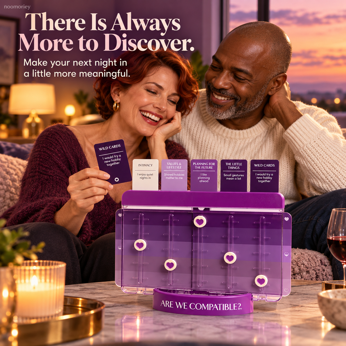 💜 Are We Compatible? Couples Conversation Game – Heart-Slider Board for Date Nights & Meaningful Moments