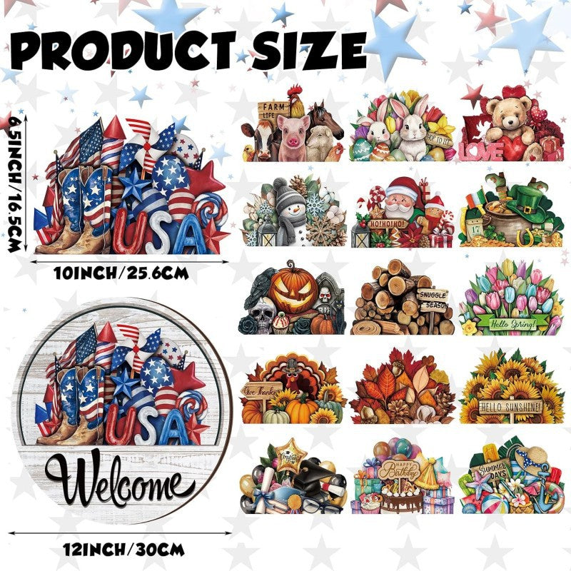 🔥 LAST DAY 50% OFF — 🏡16-Piece Interchangeable Welcome Sign for Front Door ✨ Seasonal Decor for Every Occasion🌸