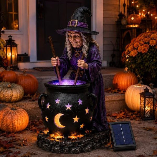 🔥LAST DAY 50% OFF-🎖️🎃🪄Halloween Witch Glowing Cauldron Solar Light