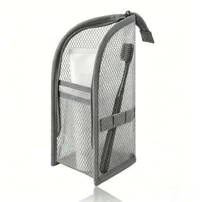 🧼 2-Pack Portable Quick-Dry Mesh Toiletry Bags – Hanging Travel Organizers with Toothbrush Slots!!!