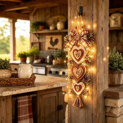 💖 Vintage Farmhouse Heart Wall Hanging – Rustic Layered Decor for a Warm & Cozy Home