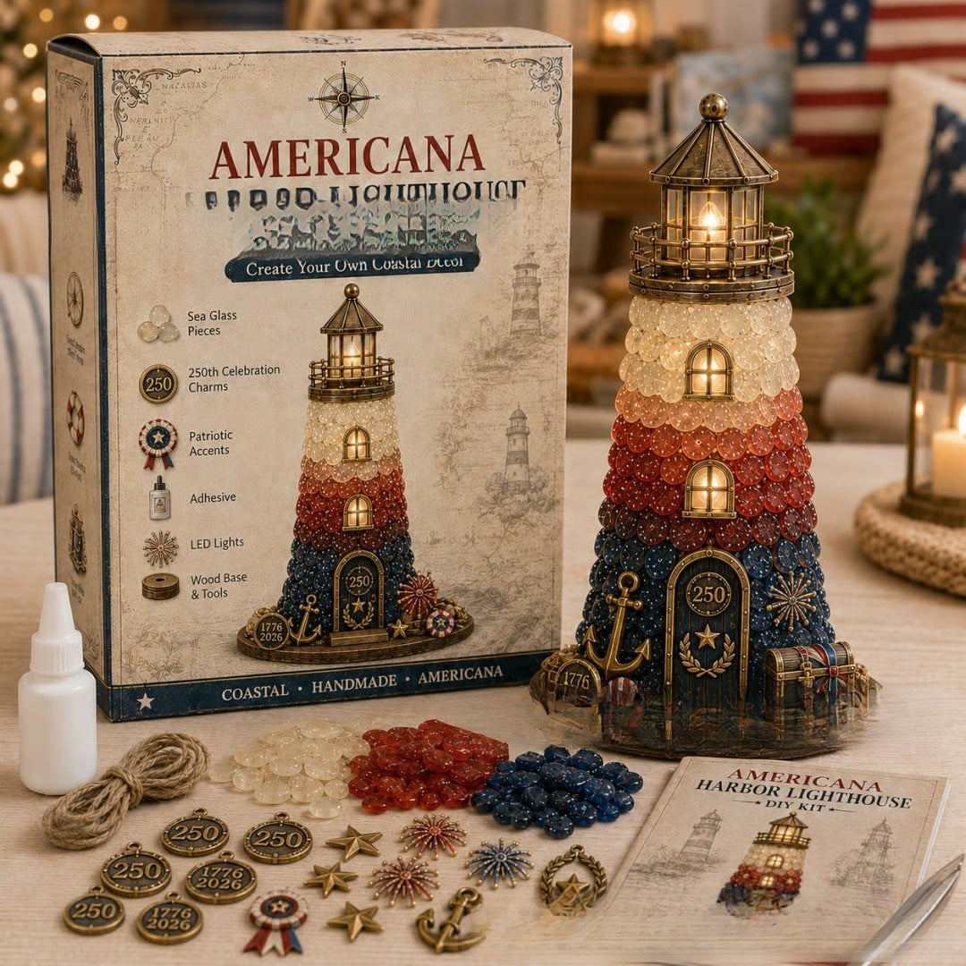 🌊 DIY Lighted Sea Glass Lighthouse Kit – Beginner-Friendly Coastal Craft with LED Lights 💕