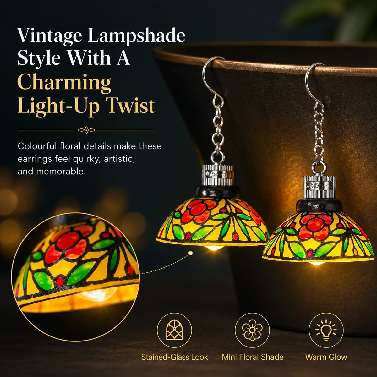 ✨ Vintage Light-Up Chandelier Earrings – Dazzling Statement Jewelry for Festivals & Parties