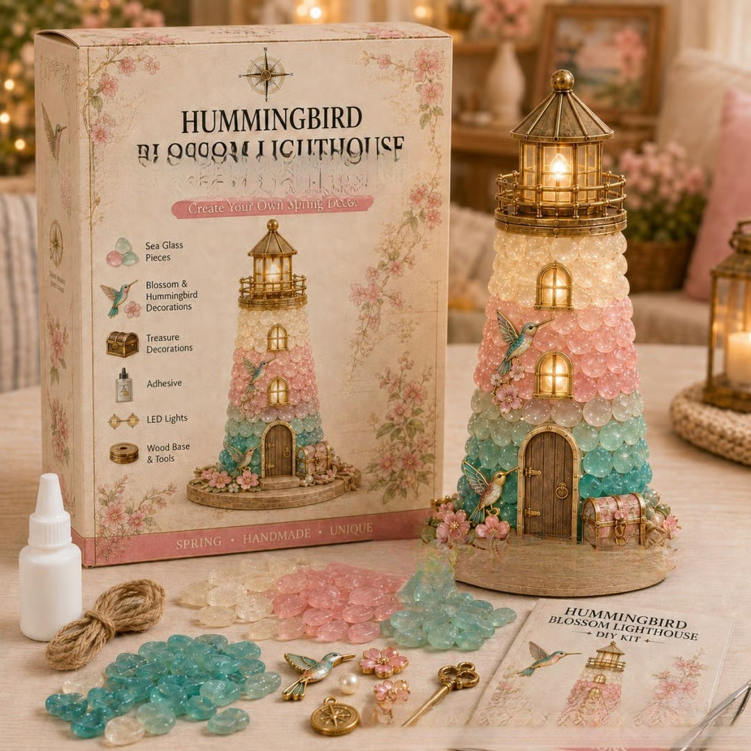 🌊 DIY Lighted Sea Glass Lighthouse Kit – Beginner-Friendly Coastal Craft with LED Lights 💕
