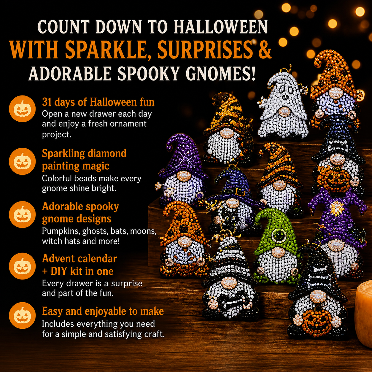 🎃✨ 31 Days of Gnome Surprises Halloween Diamond Painting Advent Calendar!!!