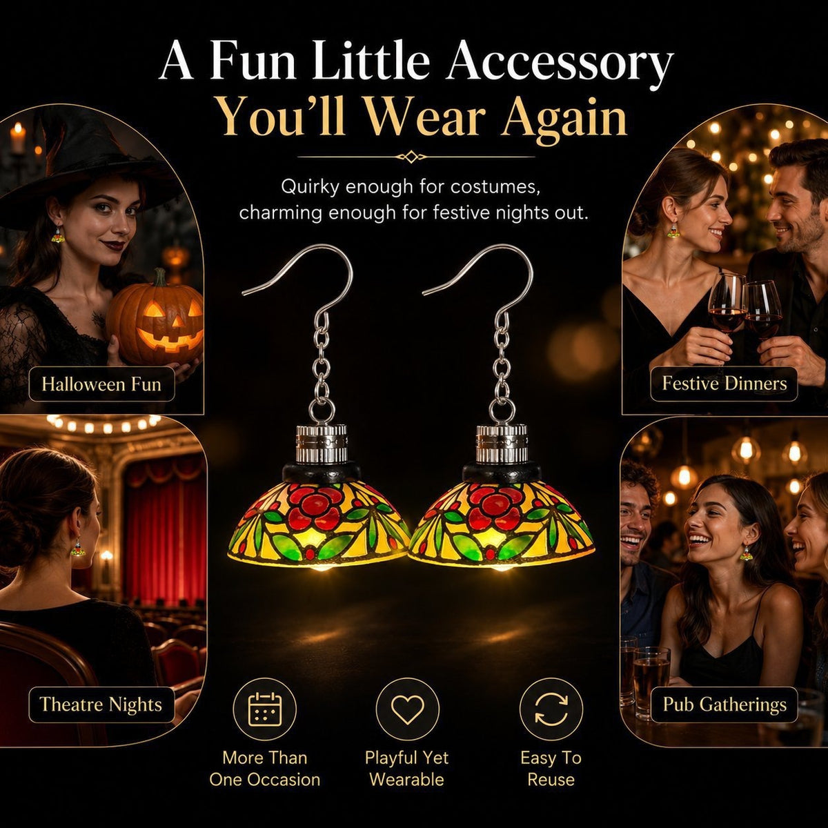 ✨ Vintage Light-Up Chandelier Earrings – Dazzling Statement Jewelry for Festivals & Parties