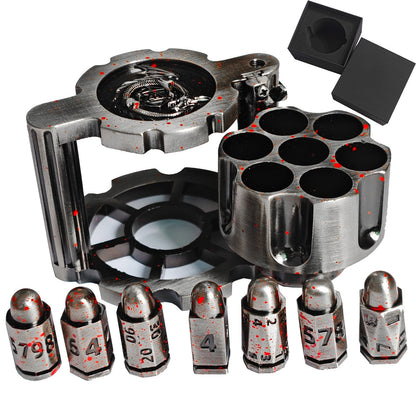 7PCS Metal Revolver Dice Set - Bullet-Design Polyhedral Game Pieces with Industrial Look, Premium Accessory for Tabletop Play RPG Games, Gift for Players