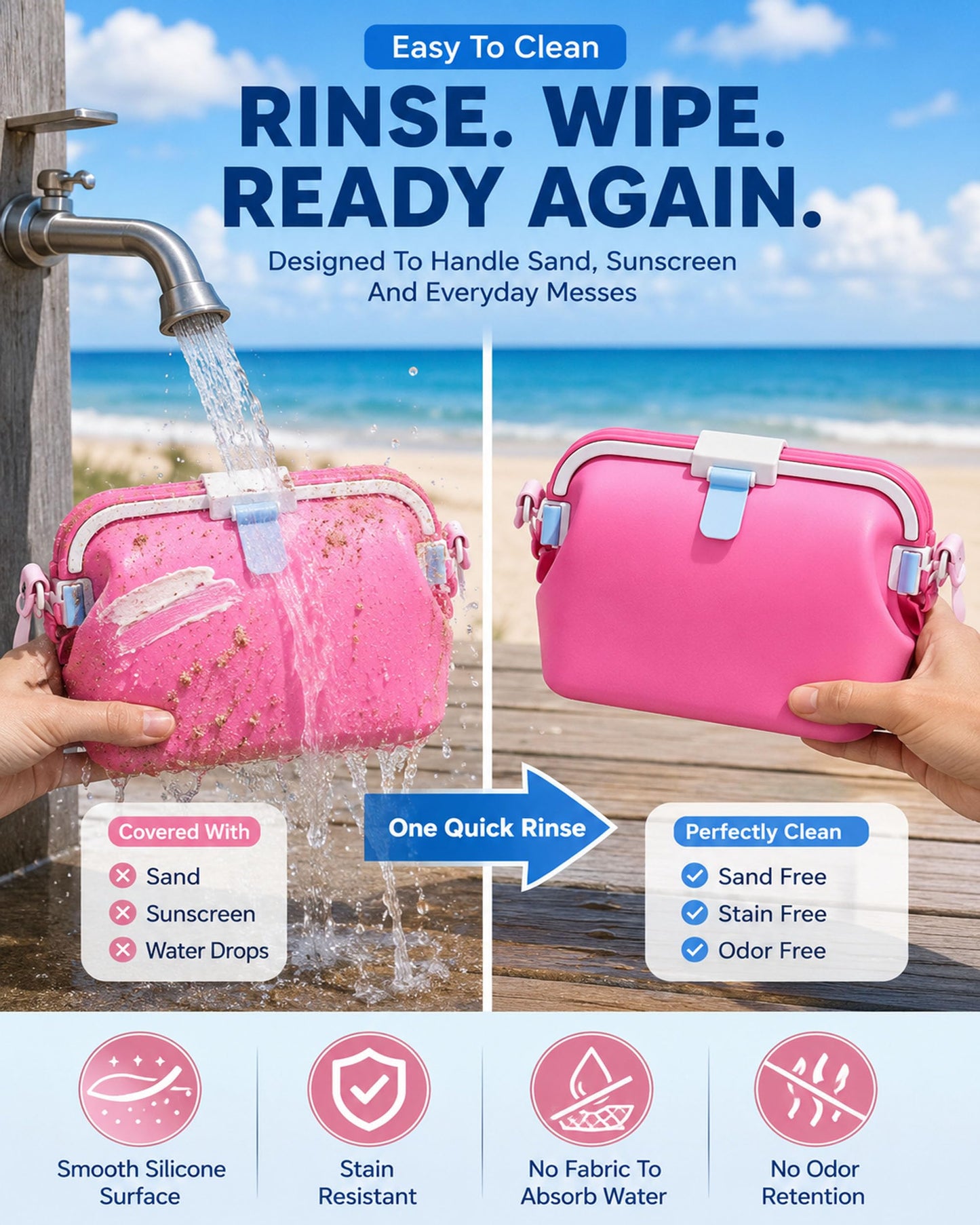 ✨🏖️Women’s Waterproof Beach Tote👜 – Foldable, Sandproof & Ready for Every Summer Adventure! 🌊☀️