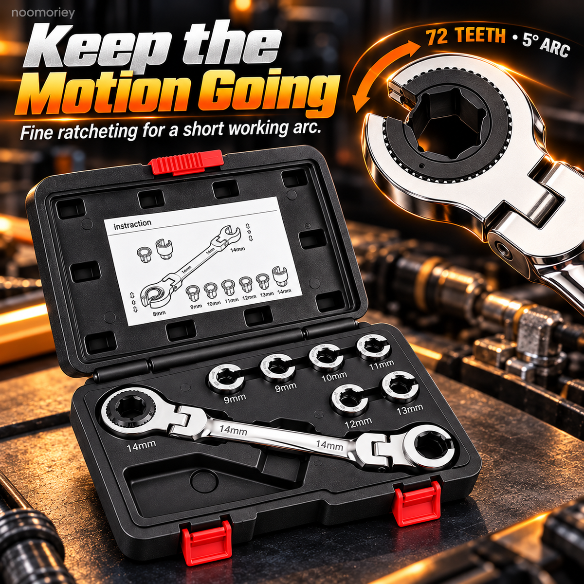 🔧 Flex-Head Ratcheting Flare Nut Wrench Kit
