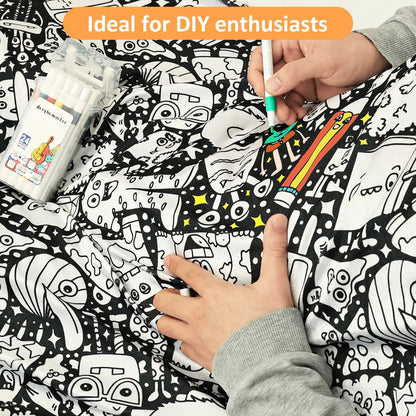 🎨DIY Coloring Blanket with Fabric Markers🖍️ - 🎀Washable and Reusable Children's DIY Coloring Blanket | Creative Handmade Gift🎁