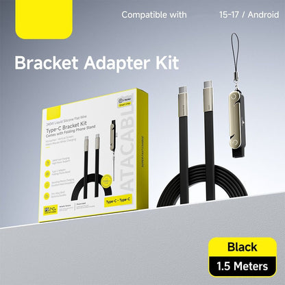 Limited Time: 30% OFF⚡ 240W PD Type-C Charging Cable With Foldable Phone Stand Adapter📱