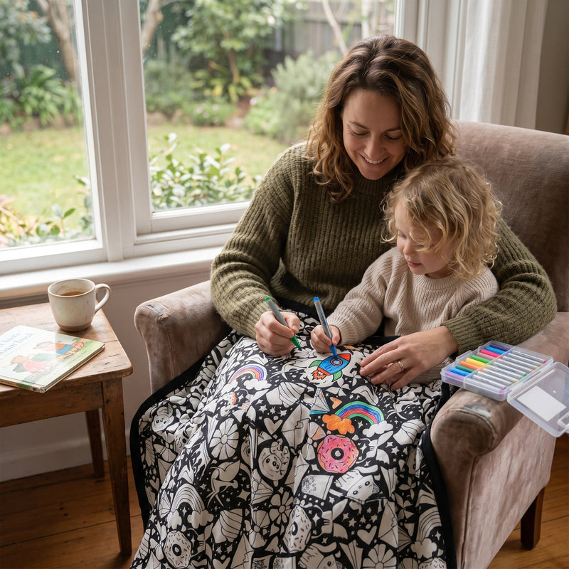 🎨DIY Coloring Blanket with Fabric Markers🖍️ - 🎀Washable and Reusable Children's DIY Coloring Blanket | Creative Handmade Gift🎁