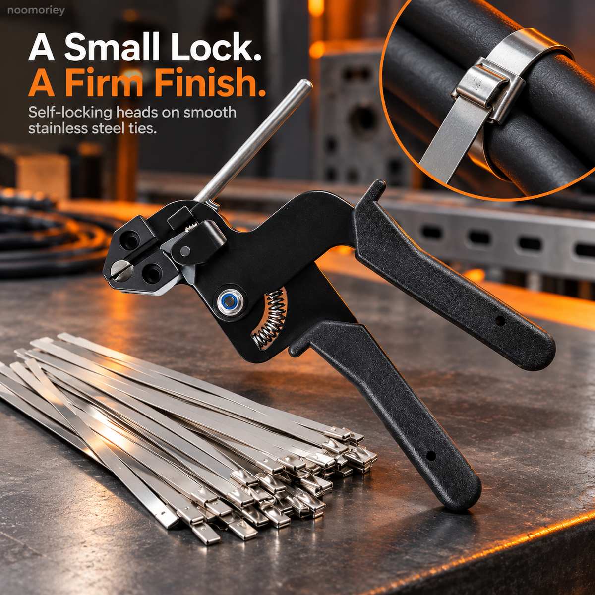 🔧 Stainless Steel Cable Tie Tool Kit with 100 Ties