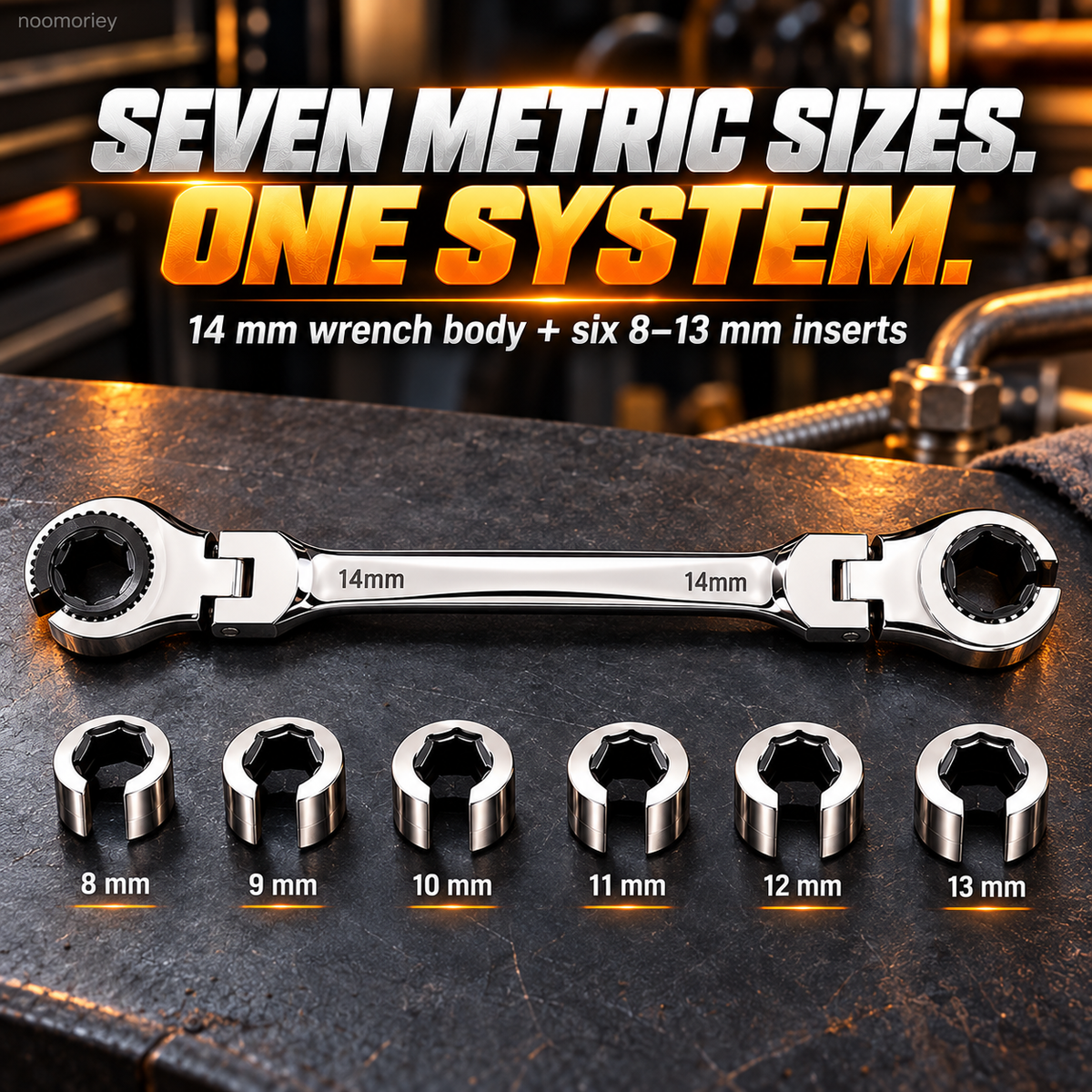 🔧 Flex-Head Ratcheting Flare Nut Wrench Kit