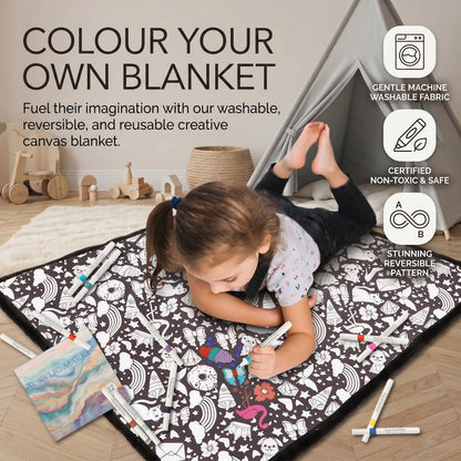 🎨DIY Coloring Blanket with Fabric Markers🖍️ - 🎀Washable and Reusable Children's DIY Coloring Blanket | Creative Handmade Gift🎁