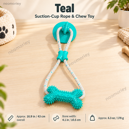 Interactive Suction Cup Dog Tug Toy – Braided Rope Chew Toy with Textured Bite Grip for Indoor Play
