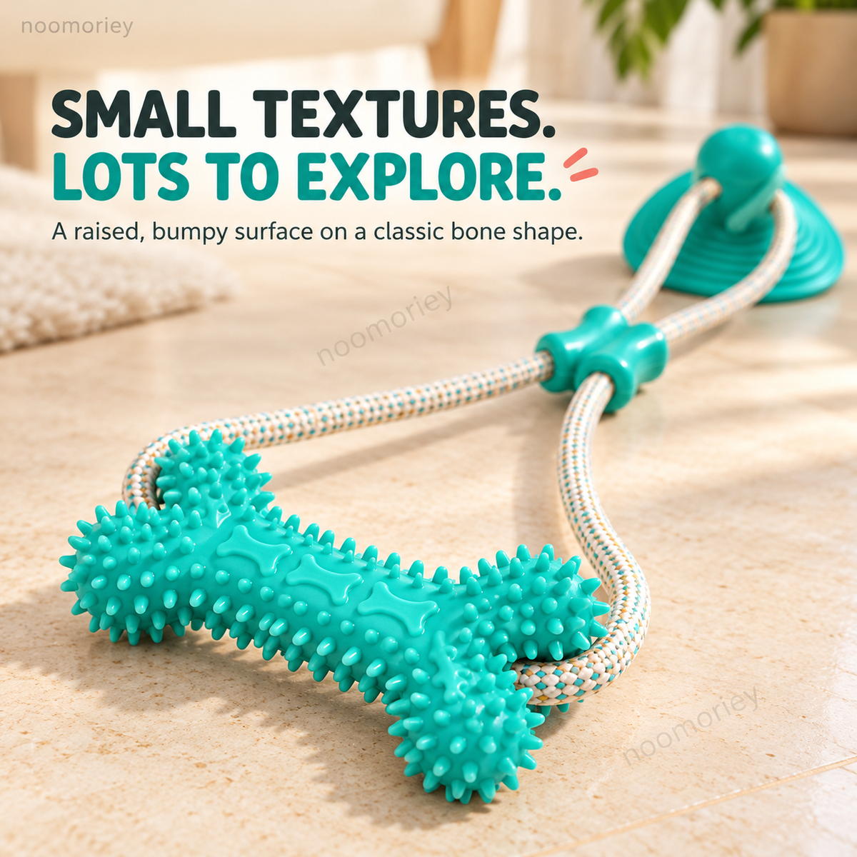 Interactive Suction Cup Dog Tug Toy – Braided Rope Chew Toy with Textured Bite Grip for Indoor Play