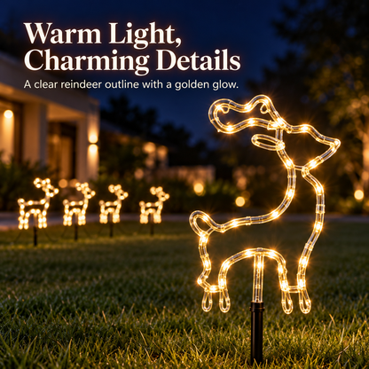 🦌 50% OFF 5-Piece Reindeer Stake Lights – Warm White Christmas Glow for Your Yard ✨