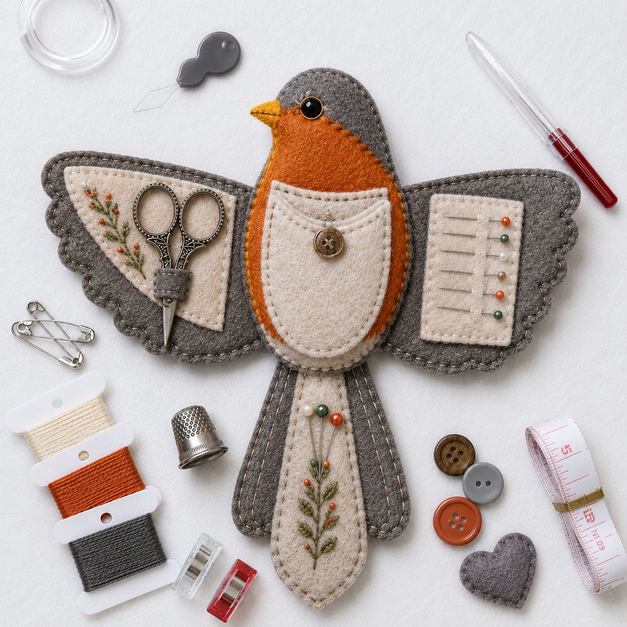 🐦🎁Bird-Shaped Felt Sewing Organizer DIY Kit✂️ – 🪡More Than Storage, A Handmade Work of Art