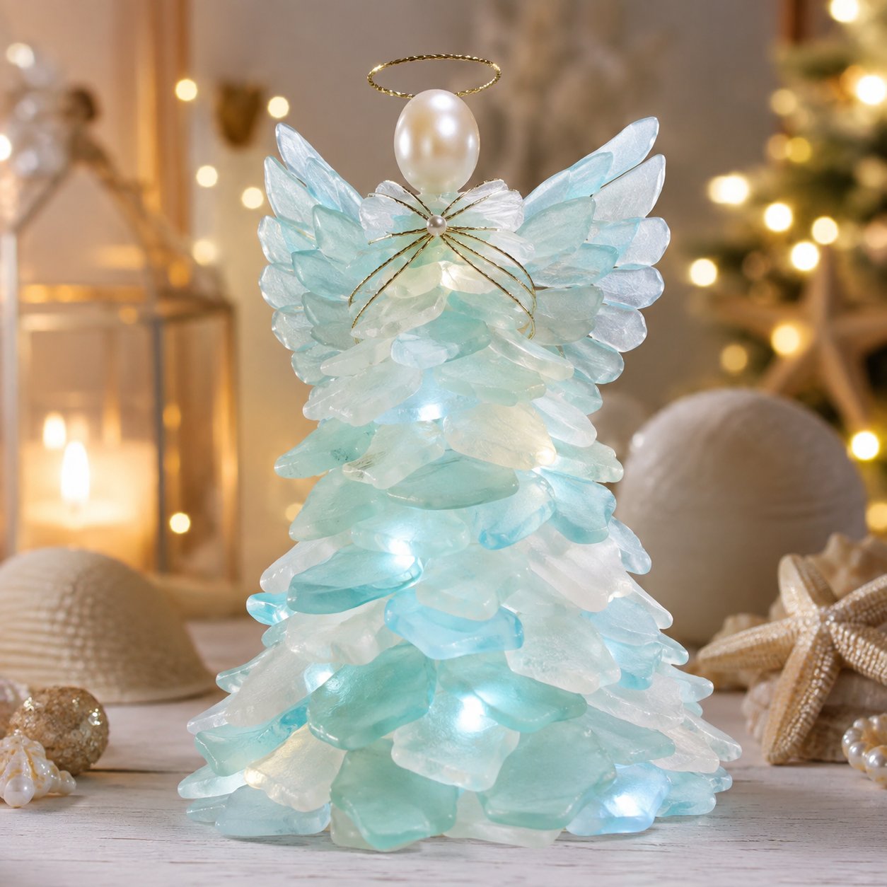 🔥Last Day 49% OFF – 🎅 Beginner-Friendly DIY Lighted Sea Glass Santa Christmas Decor Kit | Complete Kit with Sea Glass Pieces, Warm Fairy Lights & Step-by-Step Guide Included 💕
