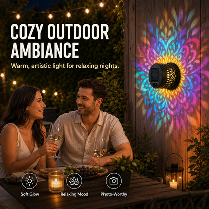 🌙✨ Solar Mandala Wall Light – Outdoor Garden Fence Projector Lamp with Auto ON/OFF Solar Sensor 🔆🏡