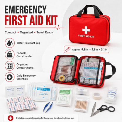 🏕️ 160-Piece First Aid Kit – Compact Emergency Medical Kit for Home, Car & Outdoor Travel