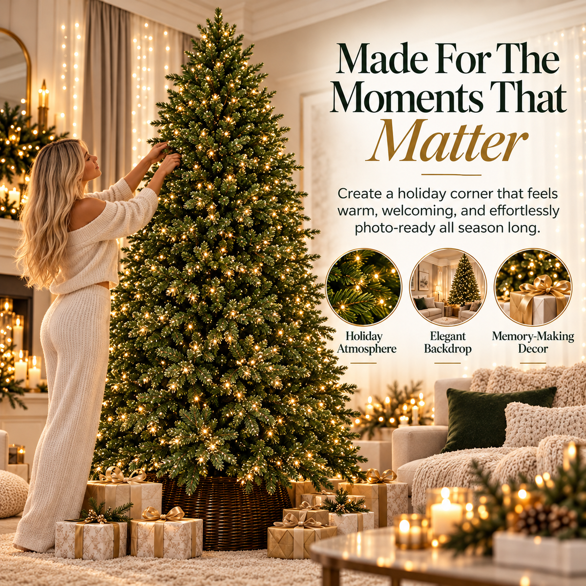 🎅Christmas String Lights – Warm White or Multicolor Holiday Tree Lights💖